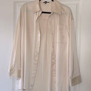 Cream Satin Button Down